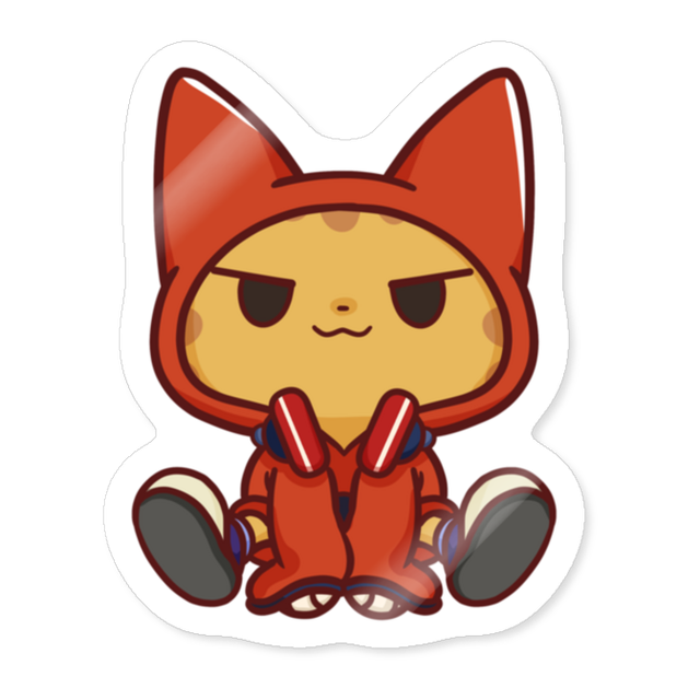 A sticker of the design “Nyabi sitting flat”.