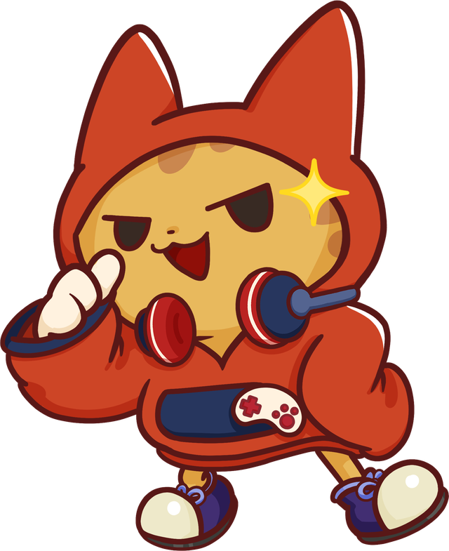 Illustration of the design “Smug Nyabi”. The “nailed it” face, looking straight at you.