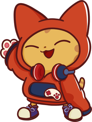 Nyabi, the cat character of MiyabiBase, waving hello.